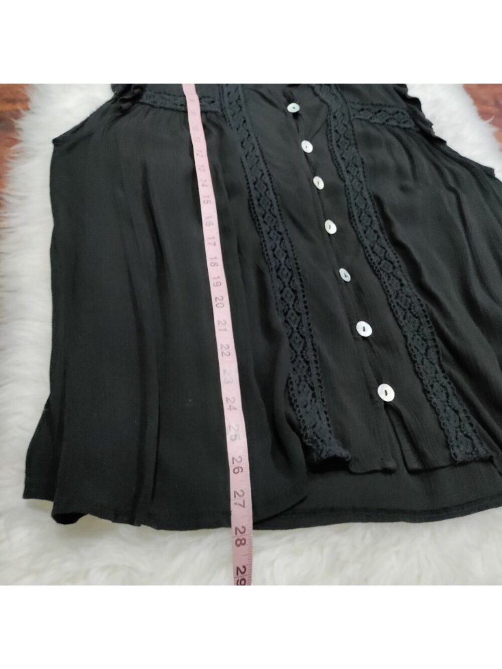 Made in Italy Whimsy Boho Black Lace MTrim Ruffle Button Up Sleeve Blouse - Picture 9 of 10